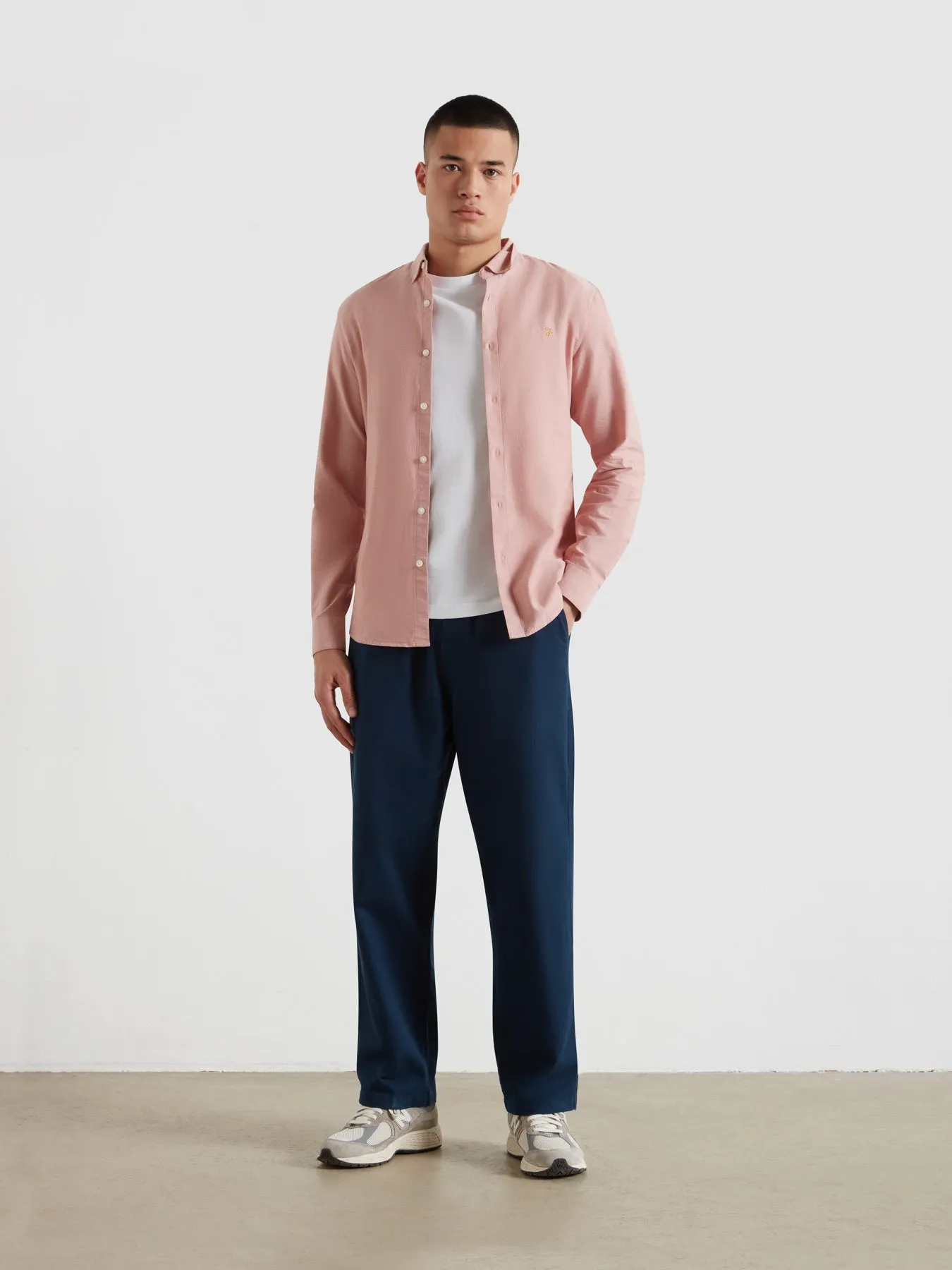 Brewer Slim Fit Organic Cotton Oxford Shirt In Coral Reef sold by Farah product image thumbnail 2