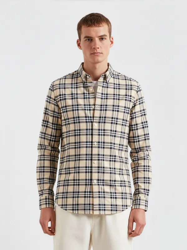 Brewer Check Oxford Shirt In Birch Grey sold by Farah