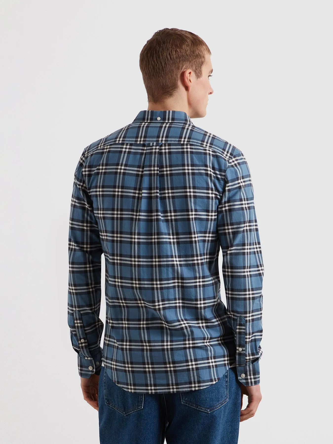 Brewer Slim Fit Check Oxford Shirt In Blue Tide sold by Farah product image thumbnail 3
