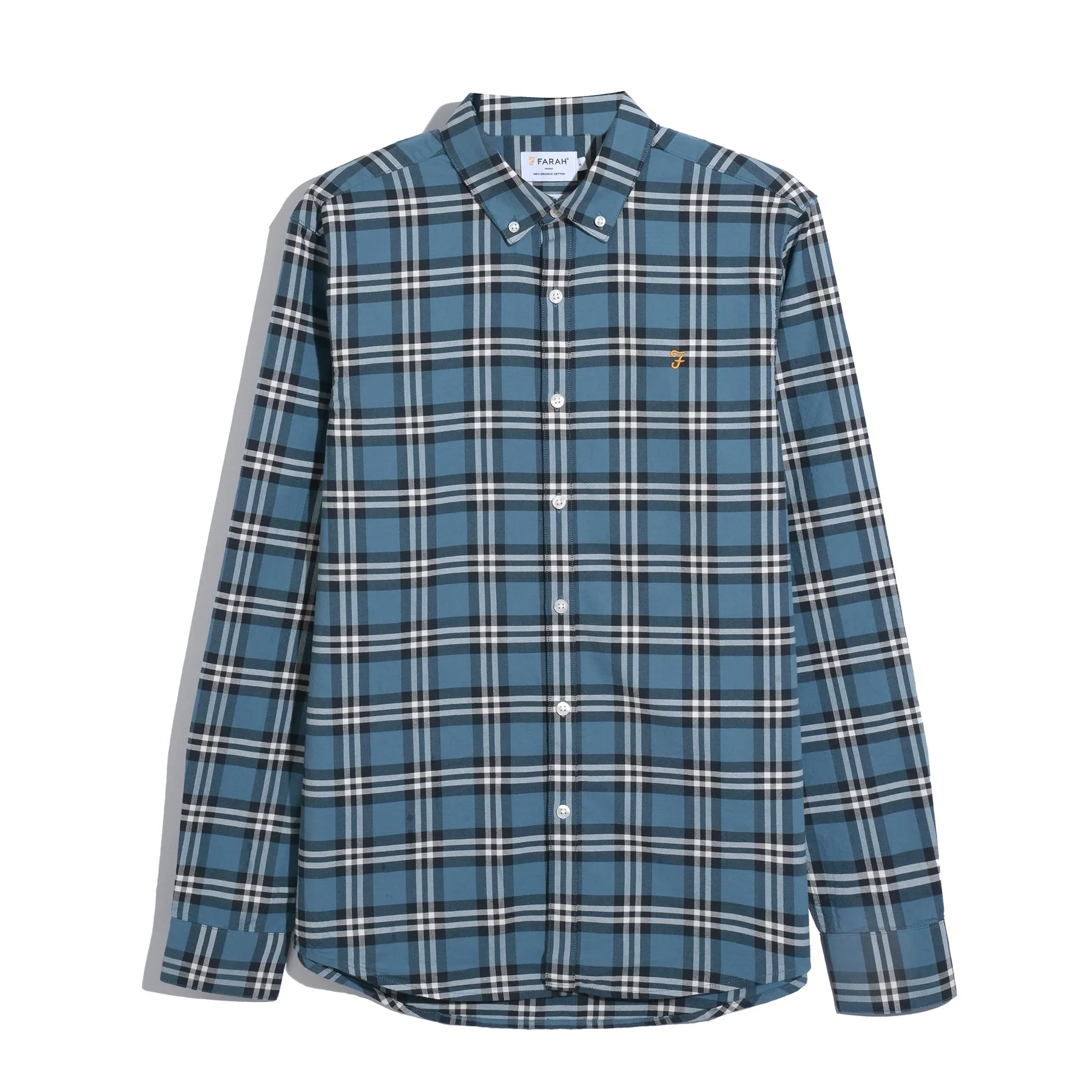 Brewer Slim Fit Check Oxford Shirt In Blue Tide sold by Farah product image thumbnail 5