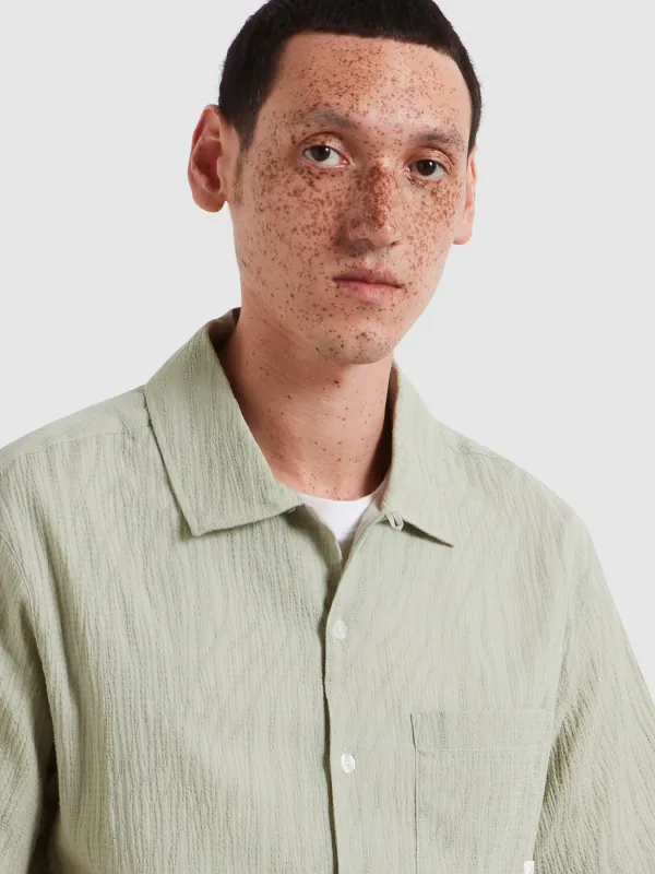 Riley Textured Short Sleeve Shirt In Green Shade made by Farah