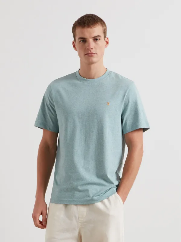 Danny Regular Fit Organic Cotton T-Shirt In Green Mist Marl sold by Farah