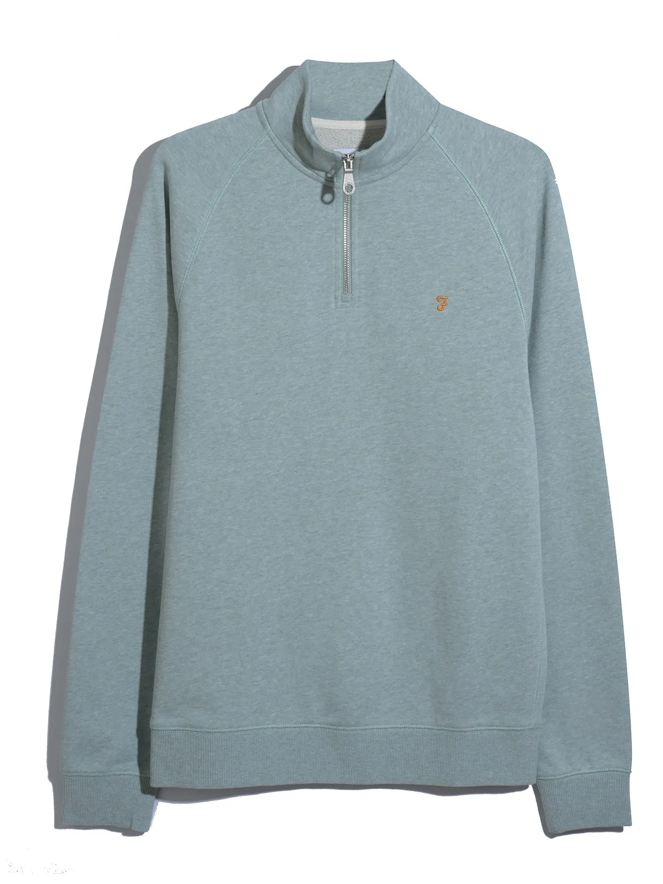 Jim Organic Cotton Quarter Zip Sweatshirt In Green Mist Marl sold by Farah product image thumbnail 5