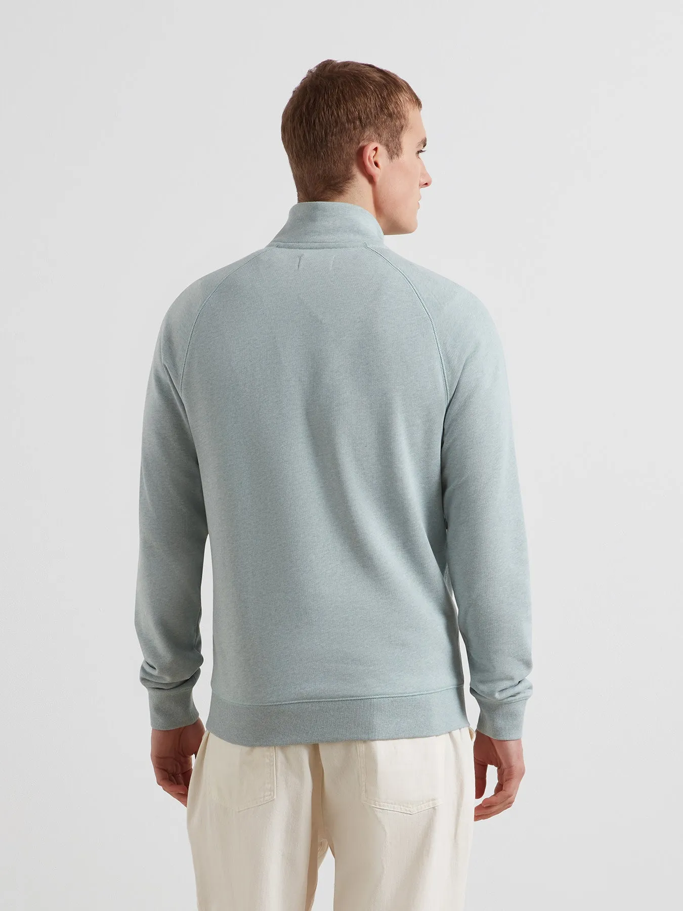 Jim Organic Cotton Quarter Zip Sweatshirt In Green Mist Marl sold by Farah product image thumbnail 3