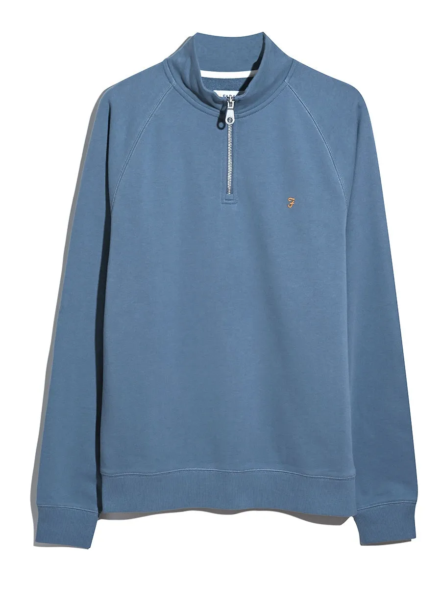 Jim Organic Cotton Quarter Zip Sweatshirt In Blue Tide Marl sold by Farah product image thumbnail 5