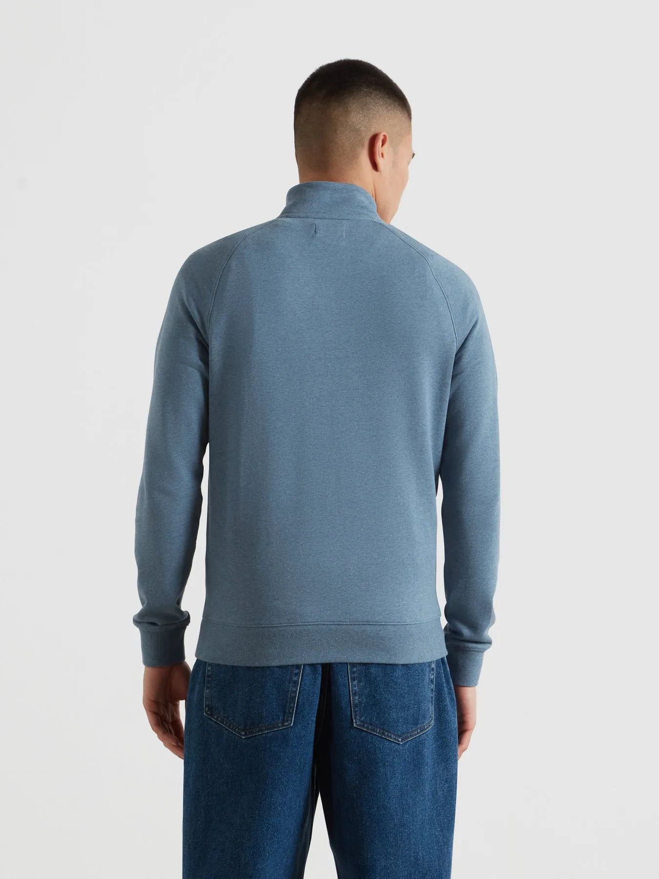 Jim Organic Cotton Quarter Zip Sweatshirt In Blue Tide Marl sold by Farah product image thumbnail 3