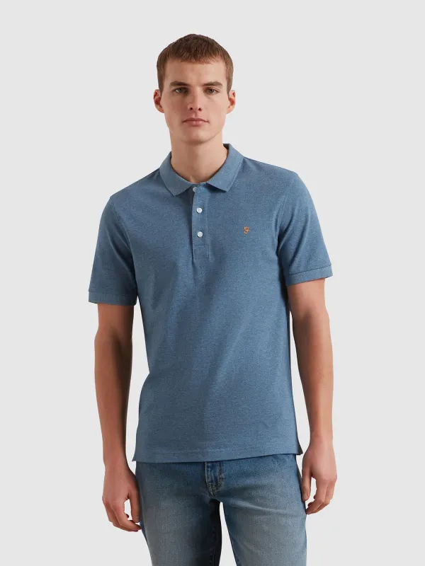 Blanes Organic Cotton Polo Shirt In Blue Tide Marl made by Farah