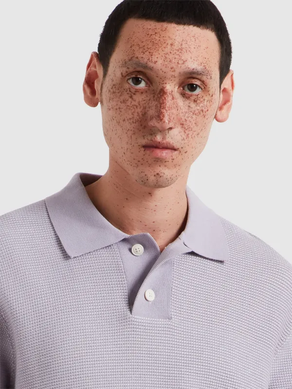 Birch Knitted Polo Shirt In Dusky Lavender made by Farah
