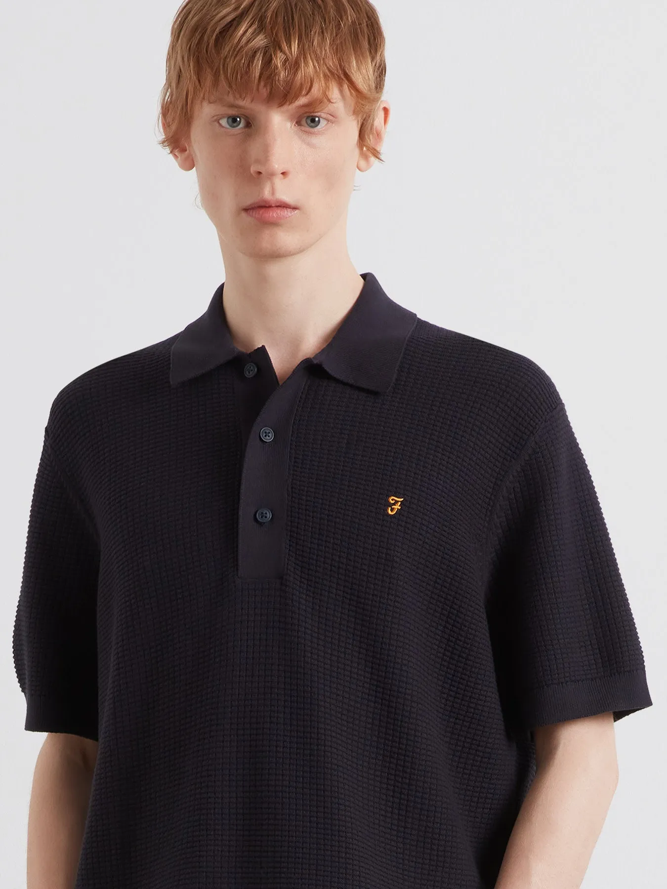 Thornley Knitted Polo Shirt In True Navy sold by Farah product image thumbnail 4