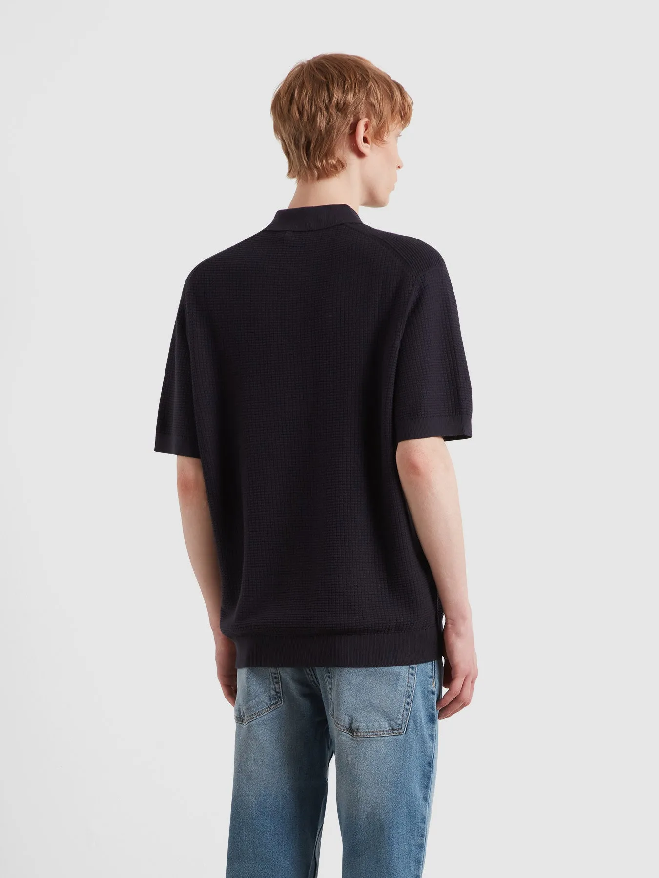 Thornley Knitted Polo Shirt In True Navy sold by Farah product image thumbnail 3