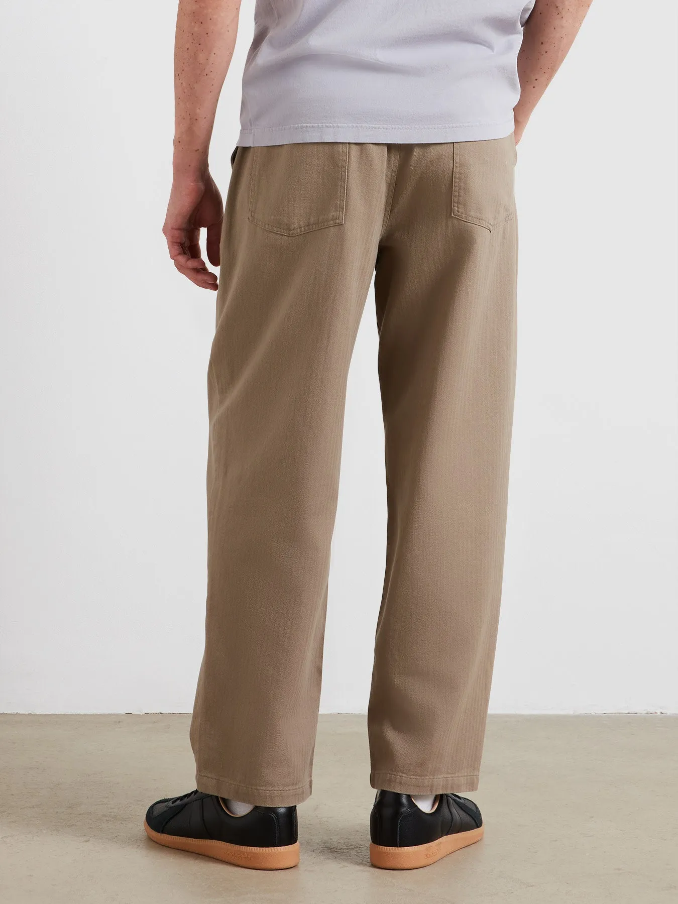 Greenport Loose Fit Herringbone Trousers In Ashen Taupe sold by Farah product image thumbnail 3