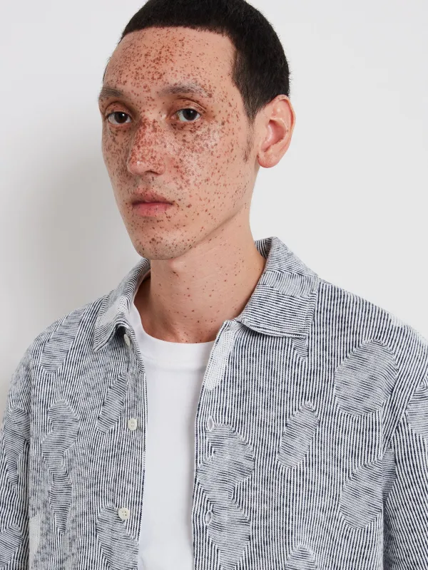 Stoker Jacquard Button Front Polo Shirt In Yale made by Farah