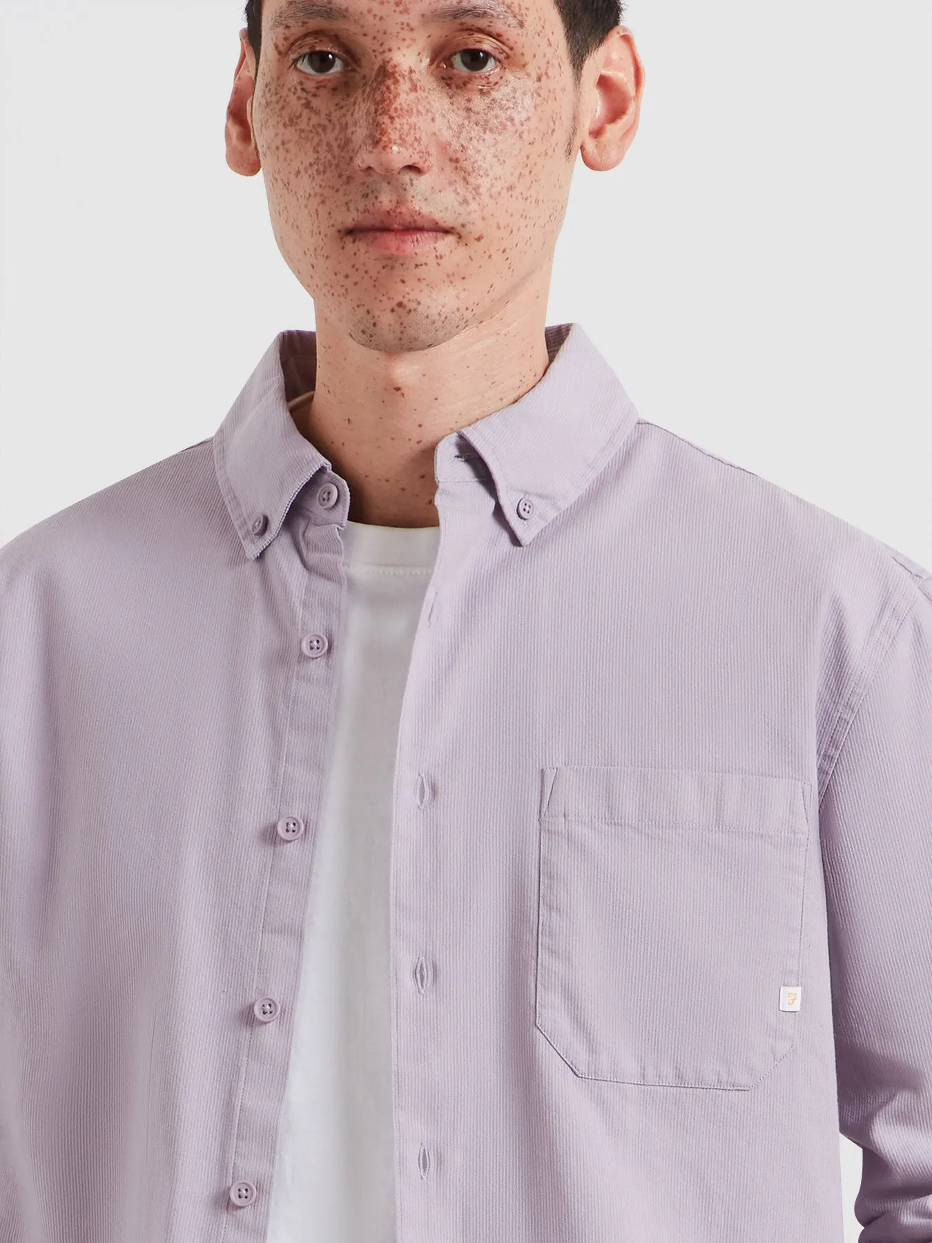 Netherton Bedford Cord Shirt In Dusky Lavender sold by Farah