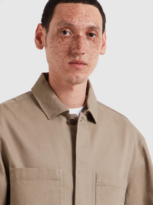 Marshall Overshirt In Ashen Taupe made by Farah