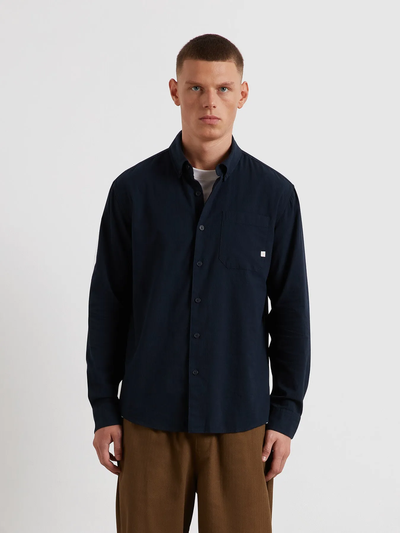 Netherton Bedford Cord Shirt In True Navy sold by Farah