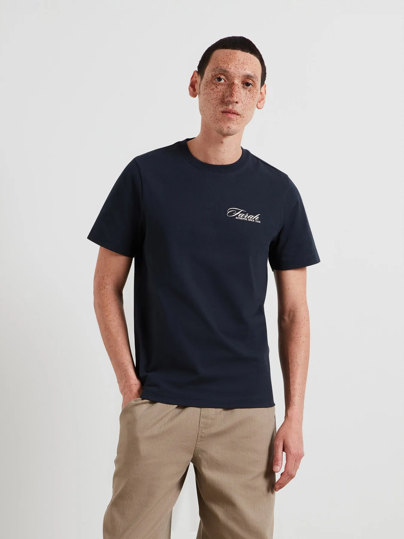 Byron Graphic T-Shirt In True Navy sold by Farah
