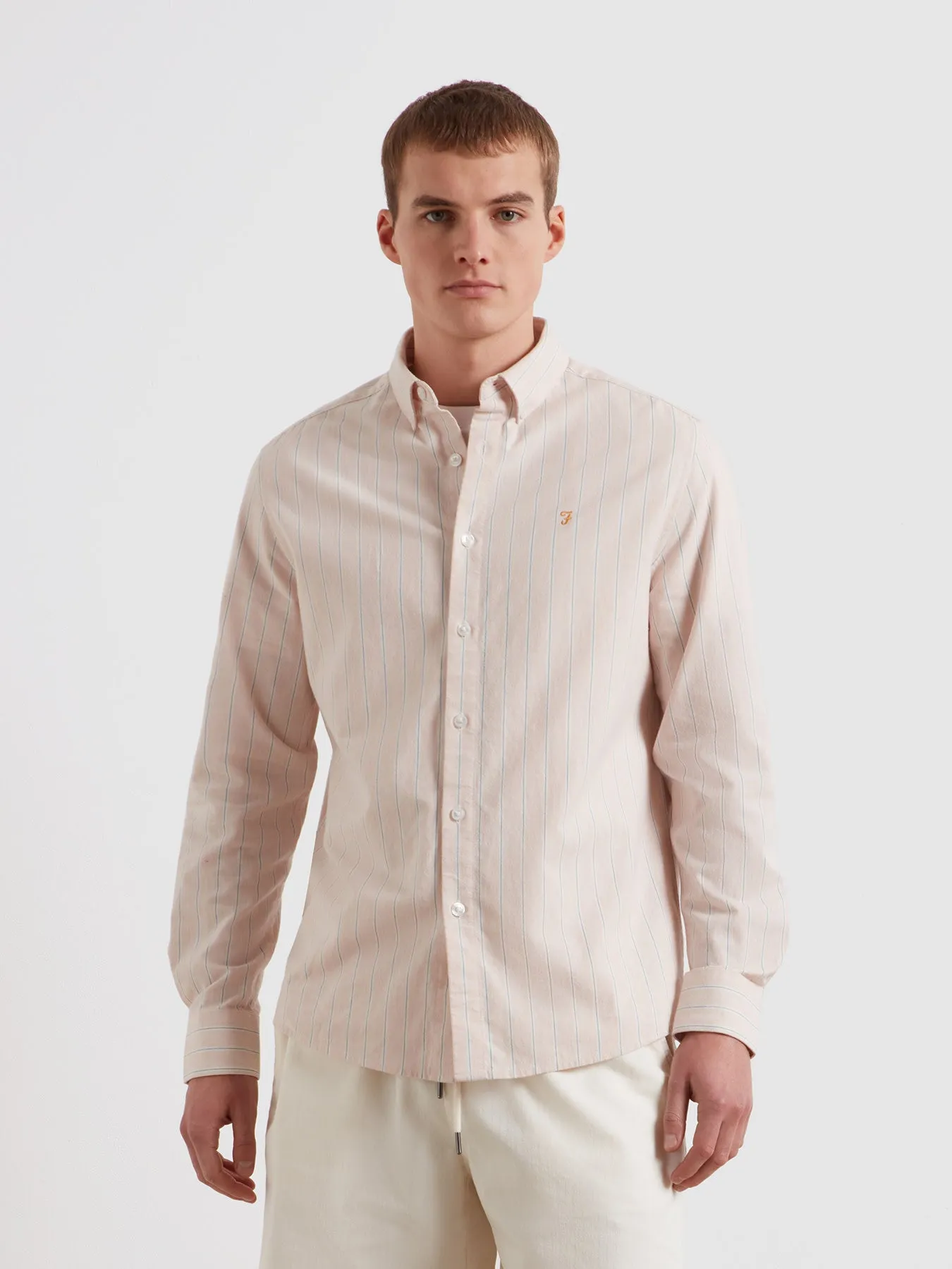 Steen Striped Shirt In Floral Pink Marl sold by Farah