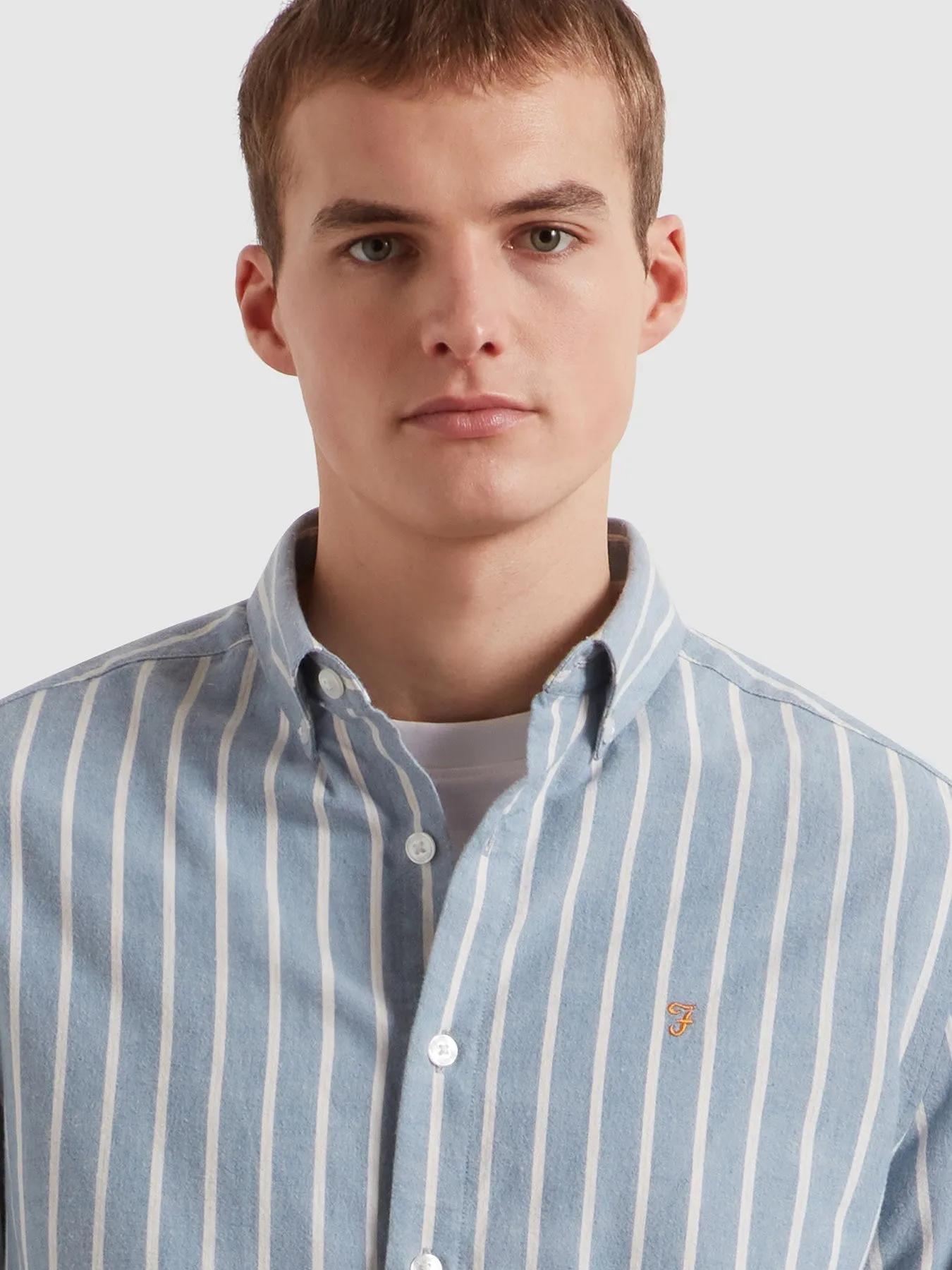 Steen Striped Shirt In Blue Tide Marl sold by Farah product image thumbnail 4