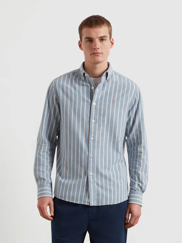 Steen Striped Shirt In Blue Tide Marl sold by Farah