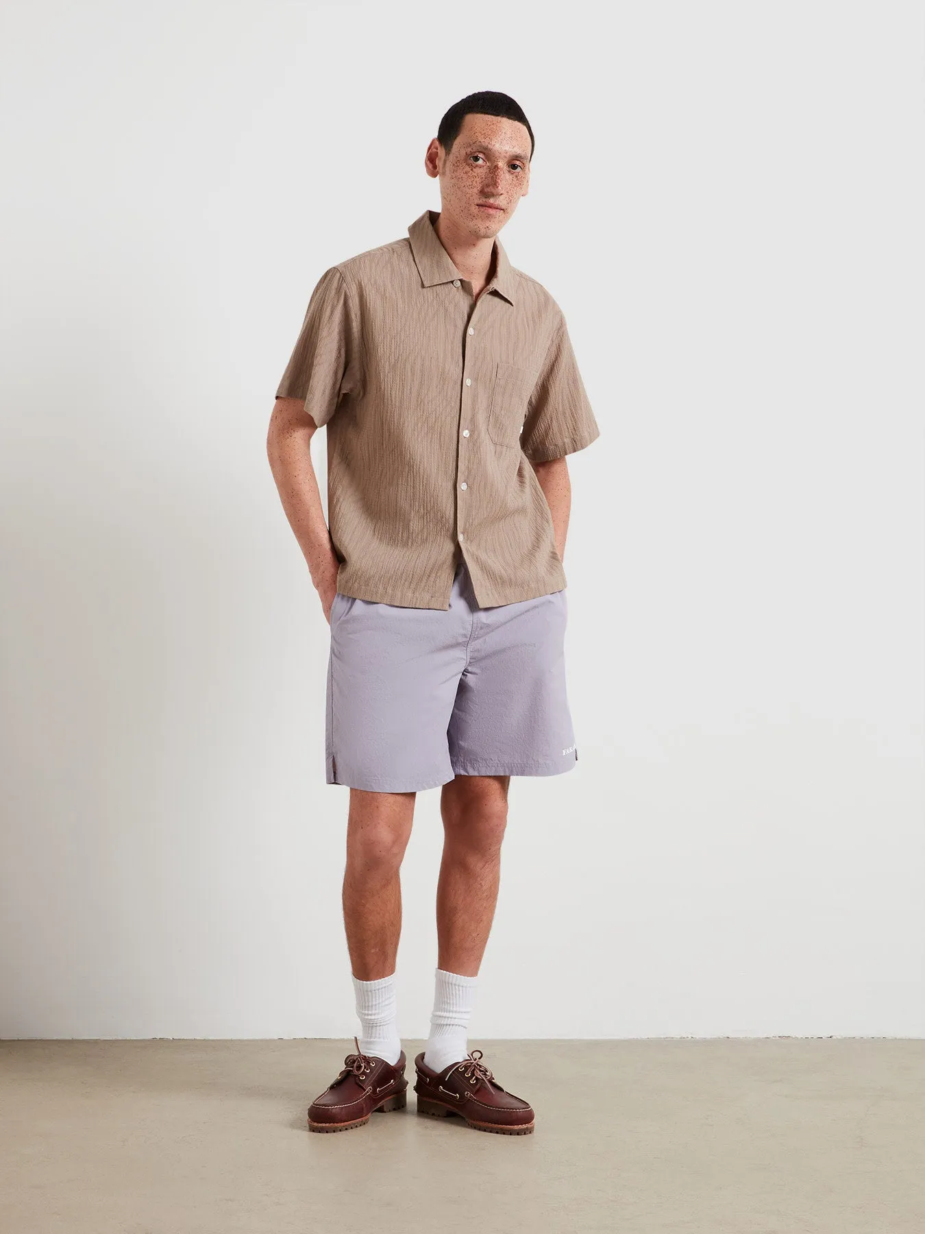 Edgar Swim Shorts In Dusky Lavender sold by Farah