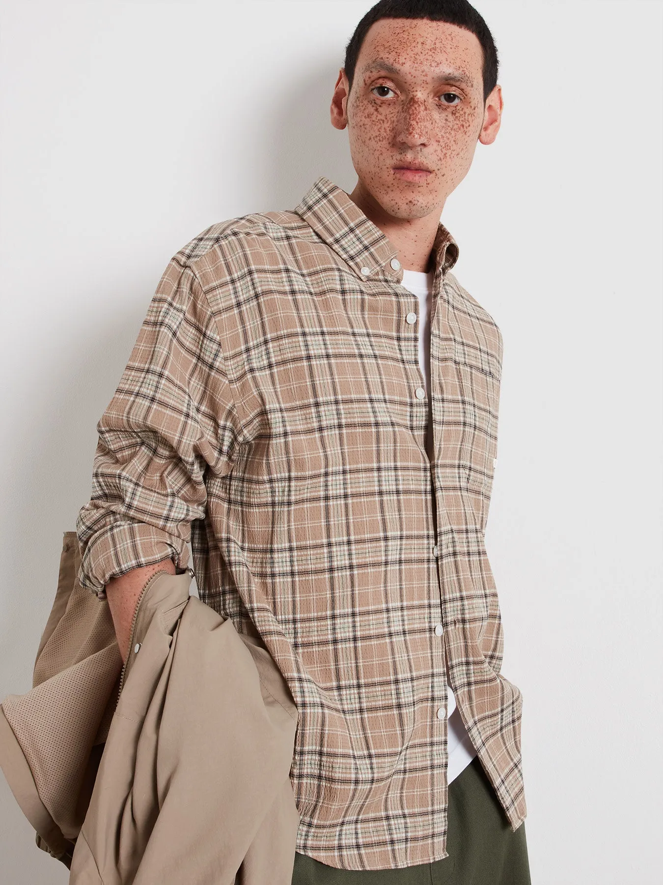 Sands Check Shirt In Ashen Taupe sold by Farah