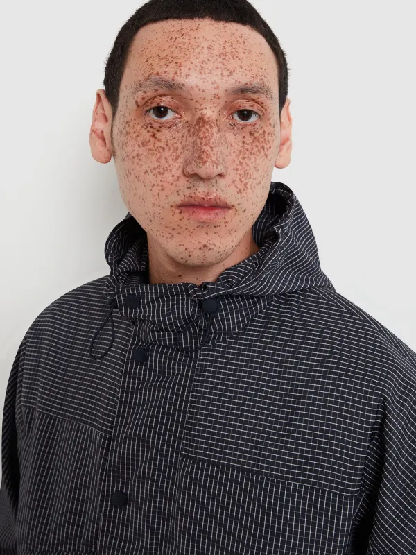 Shenley Check Hooded Jacket In True Navy made by Farah