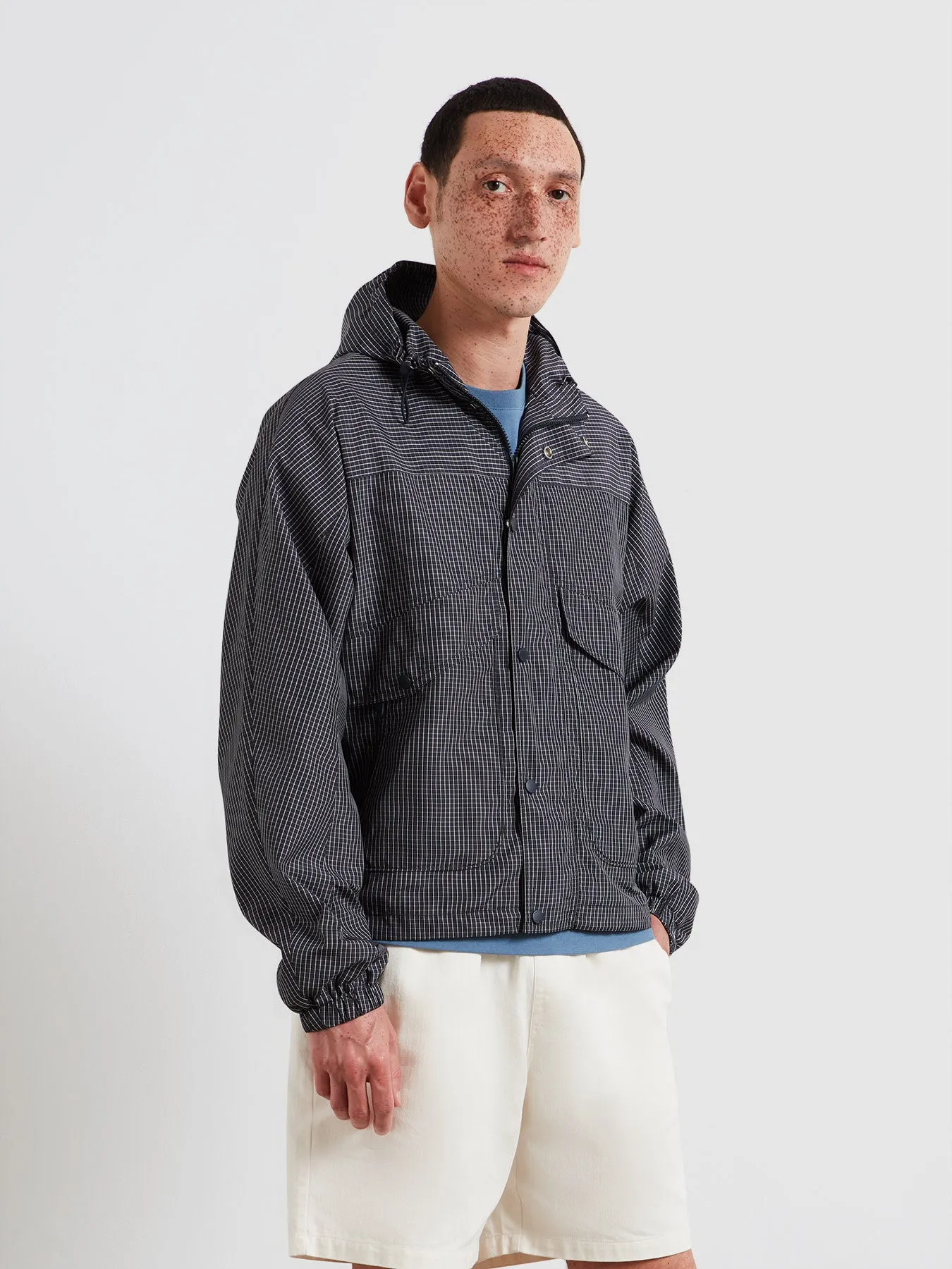 Shenley Check Hooded Jacket In True Navy sold by Farah product image thumbnail 2