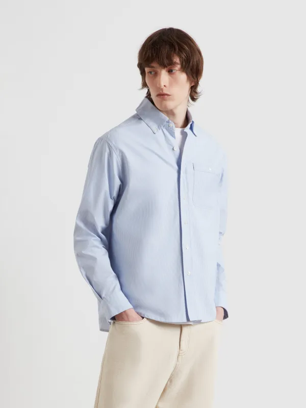 Cristo Archive Stripe Shirt In Sky Blue made by Farah
