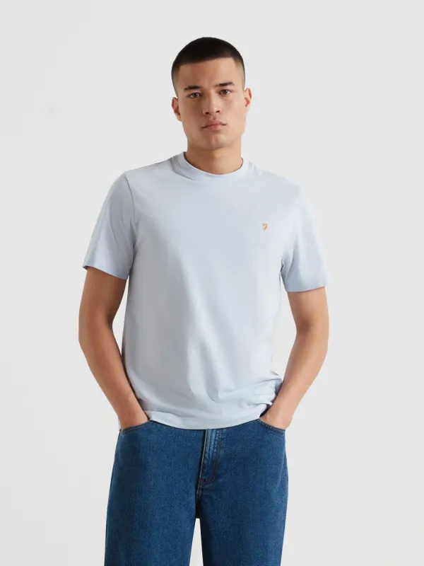 Danny Regular Fit Organic Cotton T-Shirt In Blue Nickle made by Farah