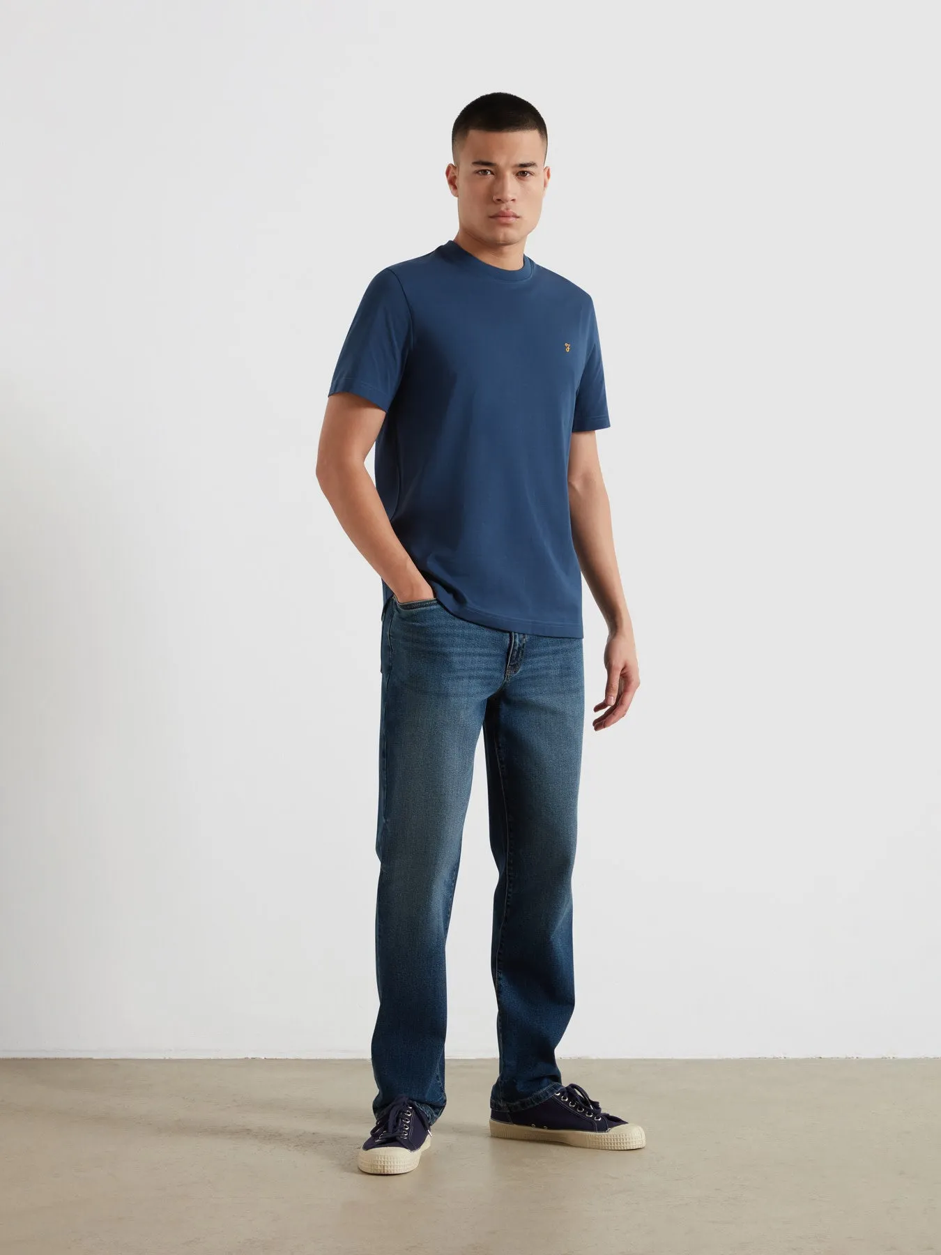 Danny Regular Fit Organic Cotton T-Shirt In Aegean Blue sold by Farah product image thumbnail 2