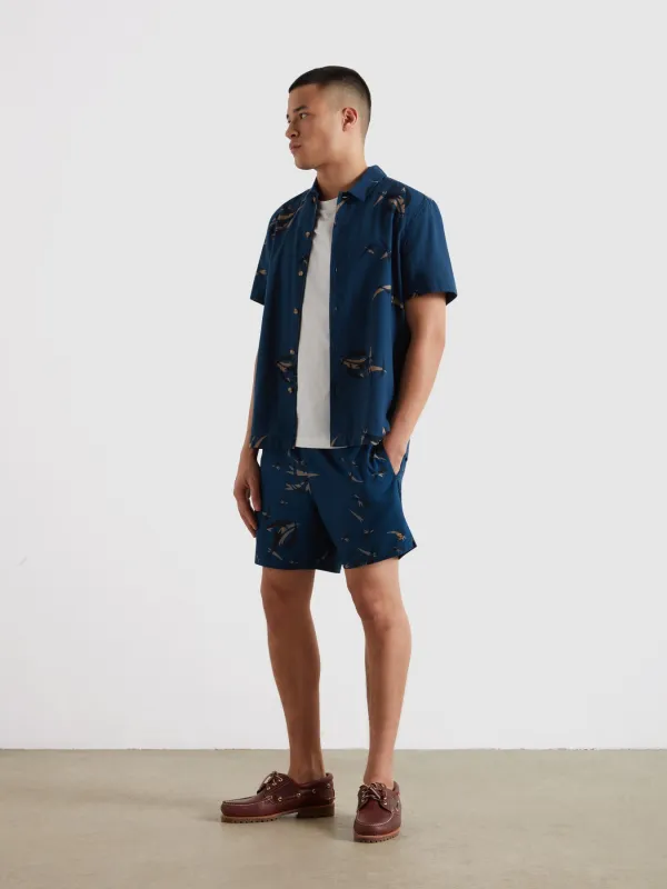 Colbert Arrow Print Swim Shorts In Aegean Blue made by Farah