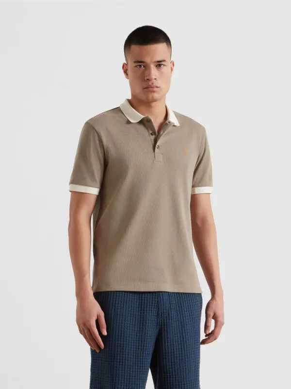 Clement Textured Polo Shirt In Stone Grey made by Farah