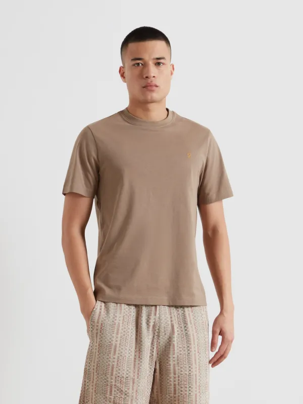 Danny Regular Fit Organic Cotton T-Shirt In Stone Grey made by Farah