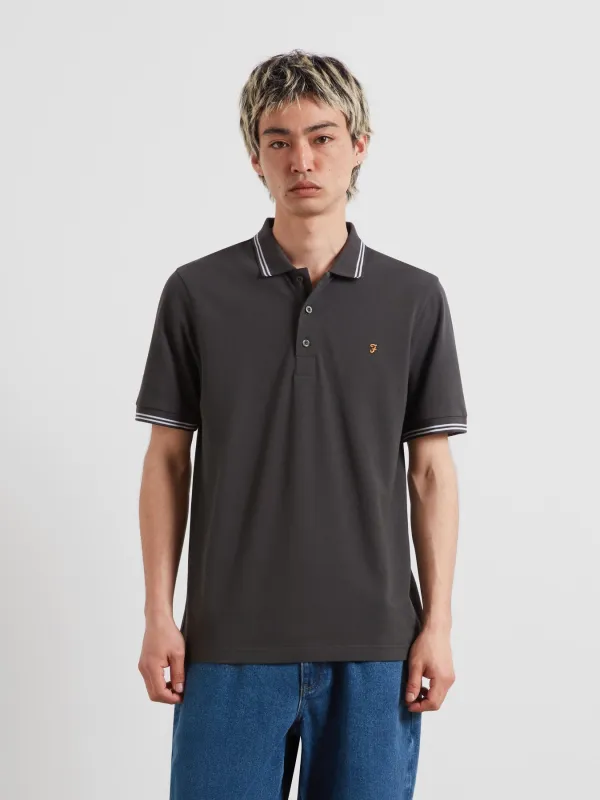 Bowes Tipped Polo Shirt In Washed Black made by Farah