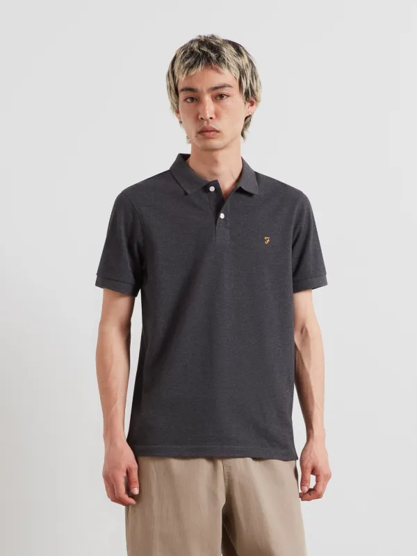 Cunningham Polo Shirt In Washed Black Marl made by Farah