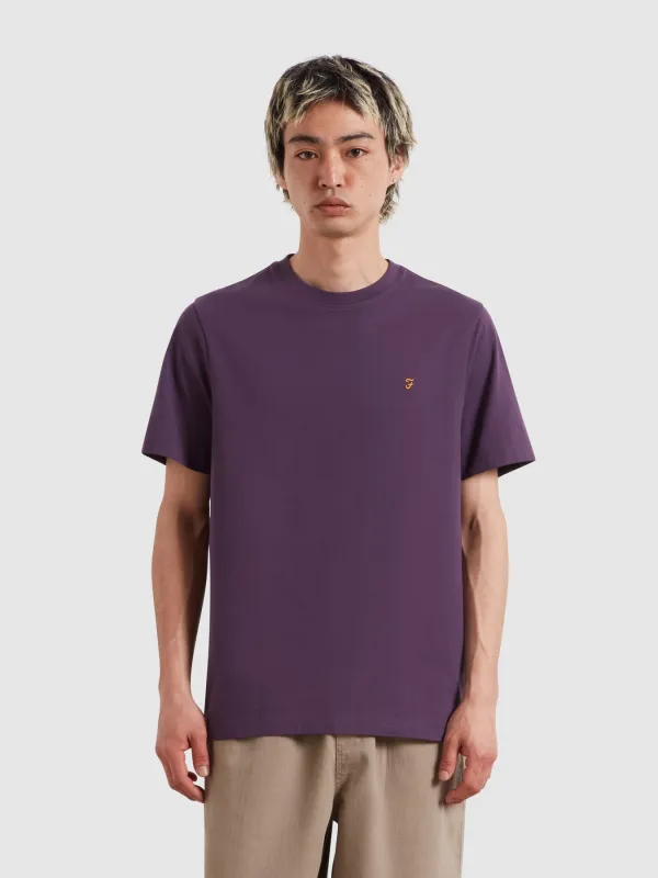 Danny Regular Fit Organic Cotton T-Shirt In Deep Purple made by Farah