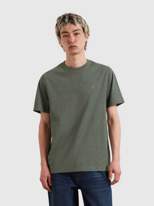 Danny Regular Fit Organic Cotton T-Shirt In Rosemary Marl made by Farah