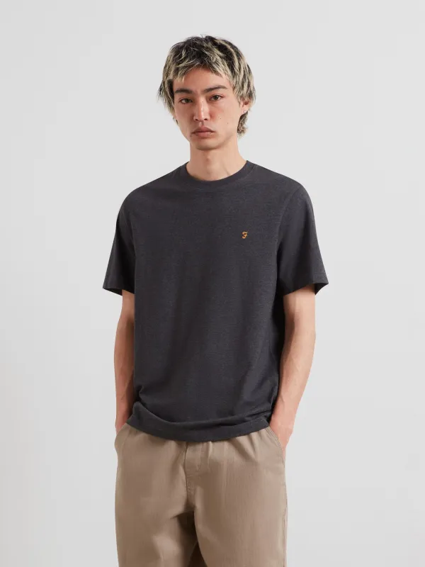 Danny Regular Fit Organic Cotton T-Shirt In Washed Black Marl made by Farah