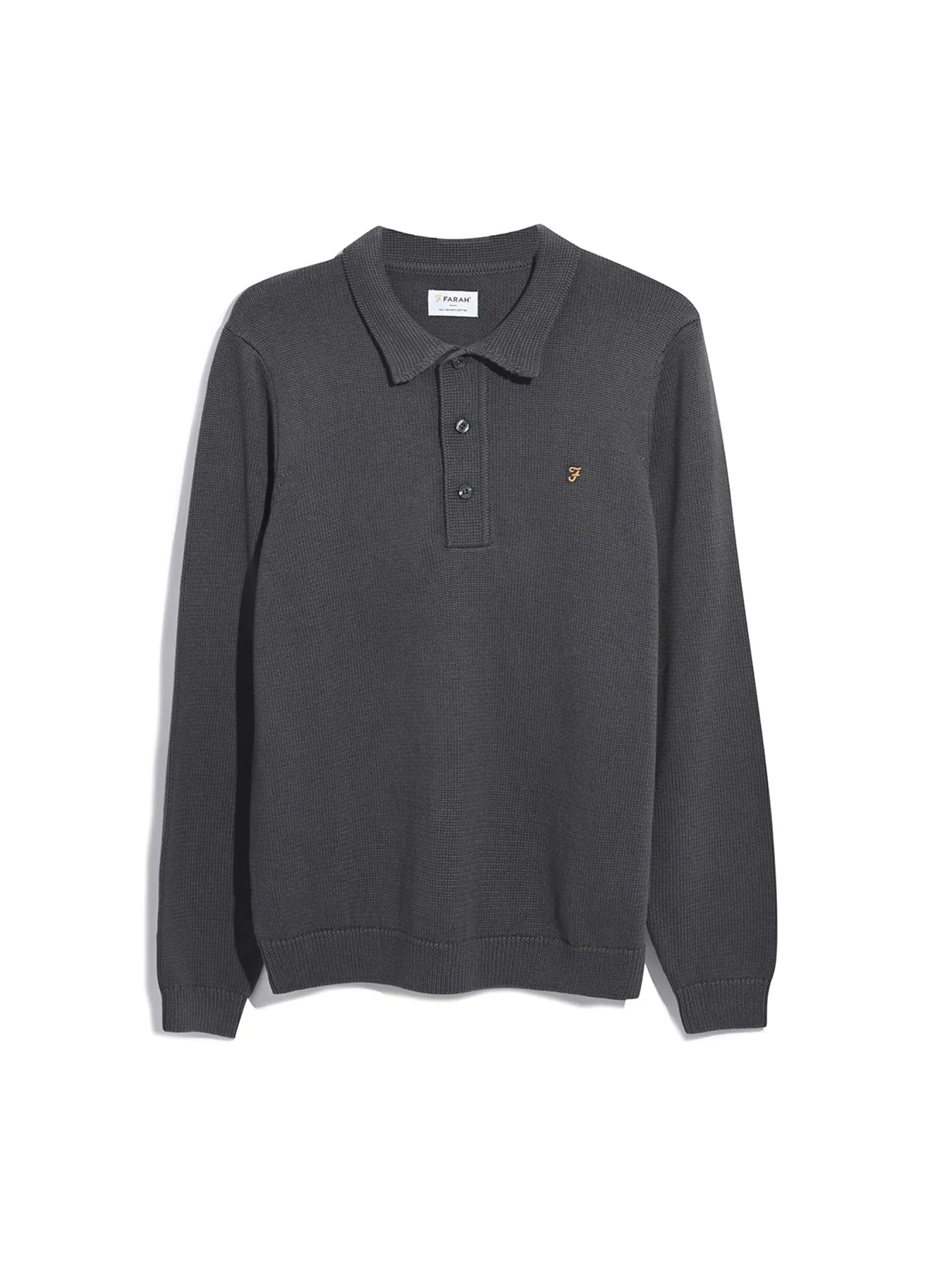 Hamlet Long Sleeve Knitted Polo In Charcoal sold by Farah product image thumbnail 5