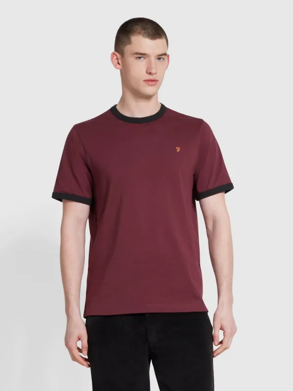Groves Regular Fit Ringer T-Shirt In Farah Red sold by Farah