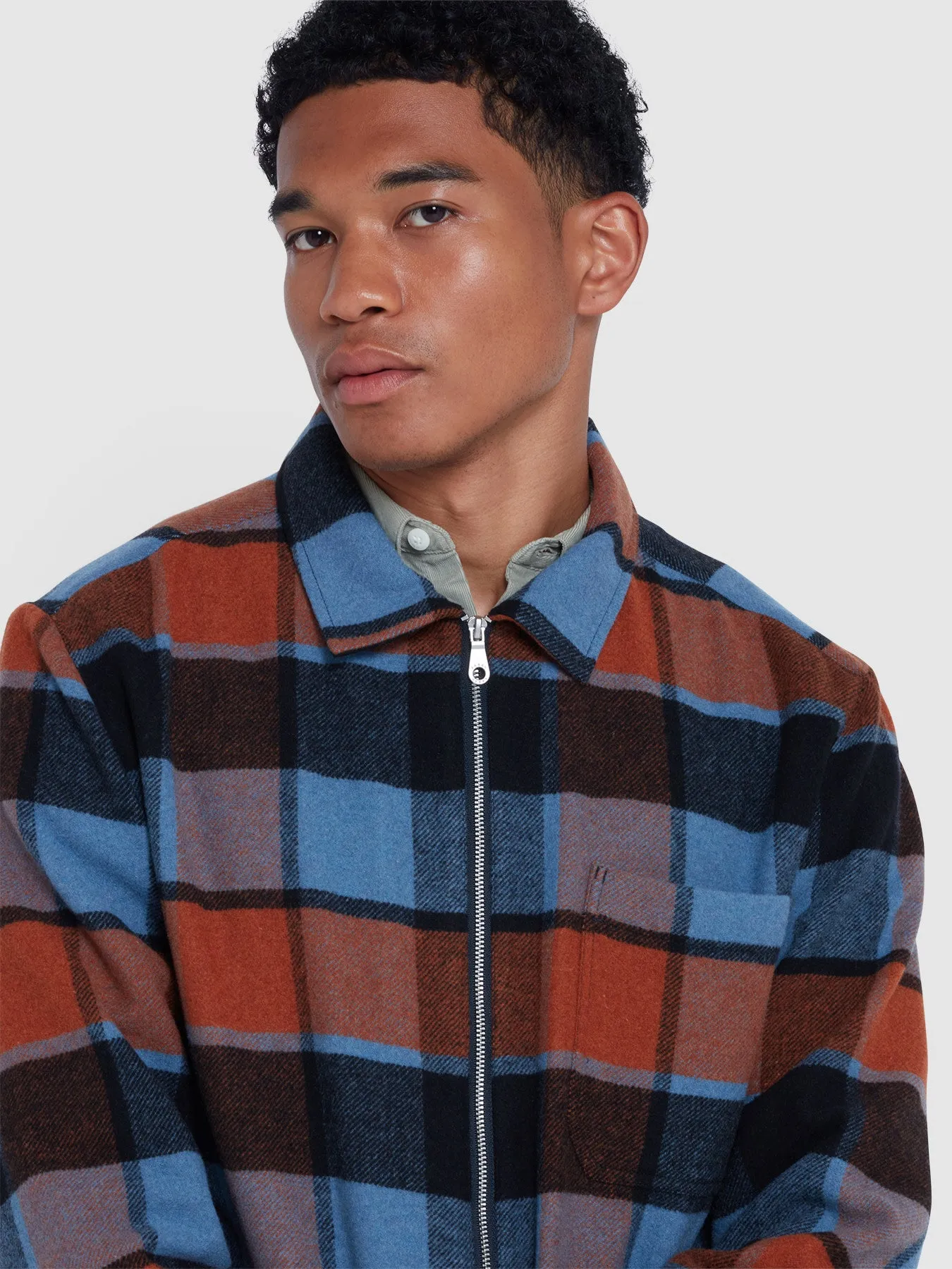 Fulbright Check Overshirt In Para Blue sold by Farah product image thumbnail 4