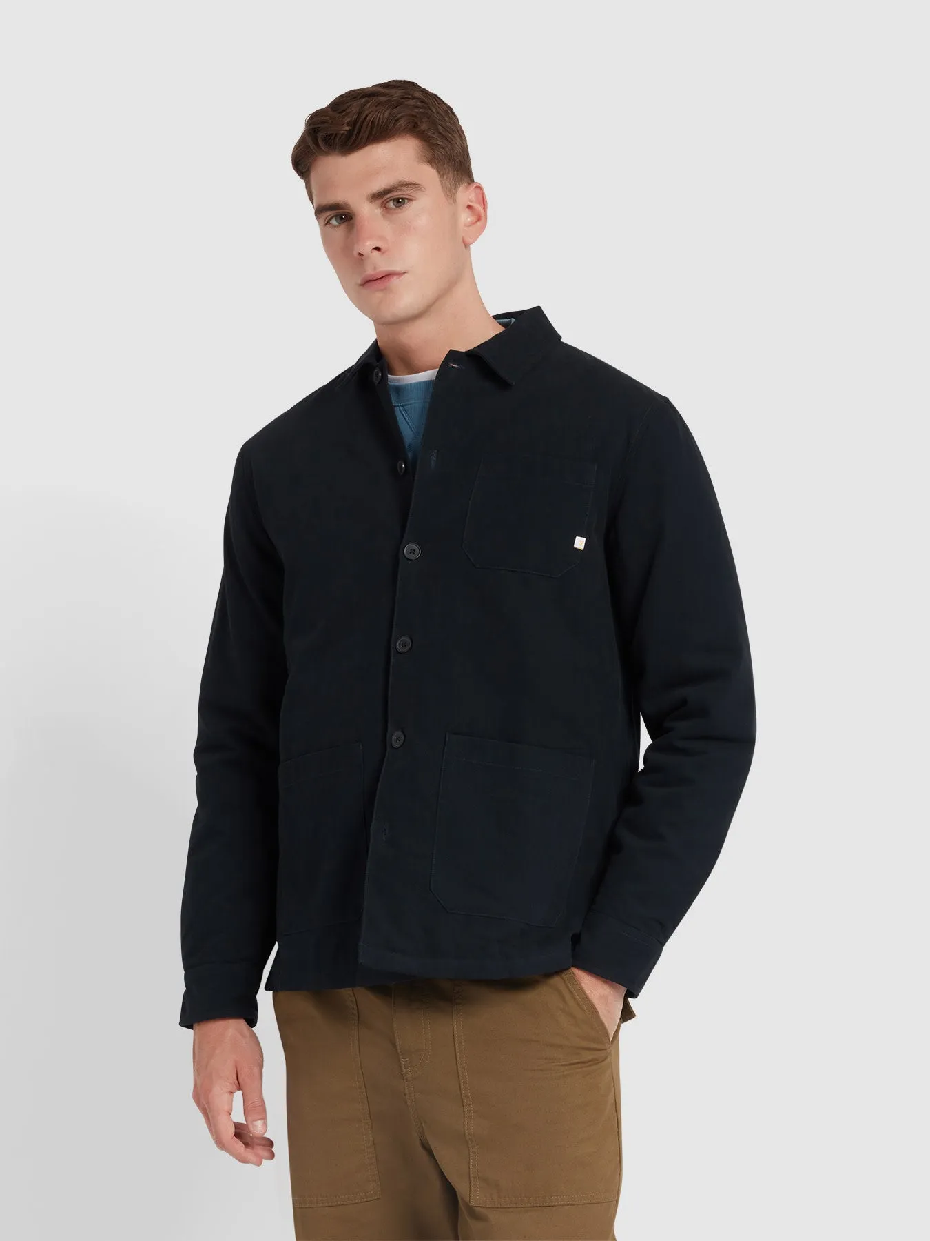 Ferncroft Wadded Overshirt In True Navy sold by Farah
