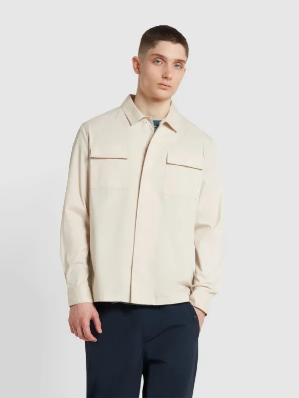 Kelly Relaxed Fit Overshirt In Fog sold by Farah
