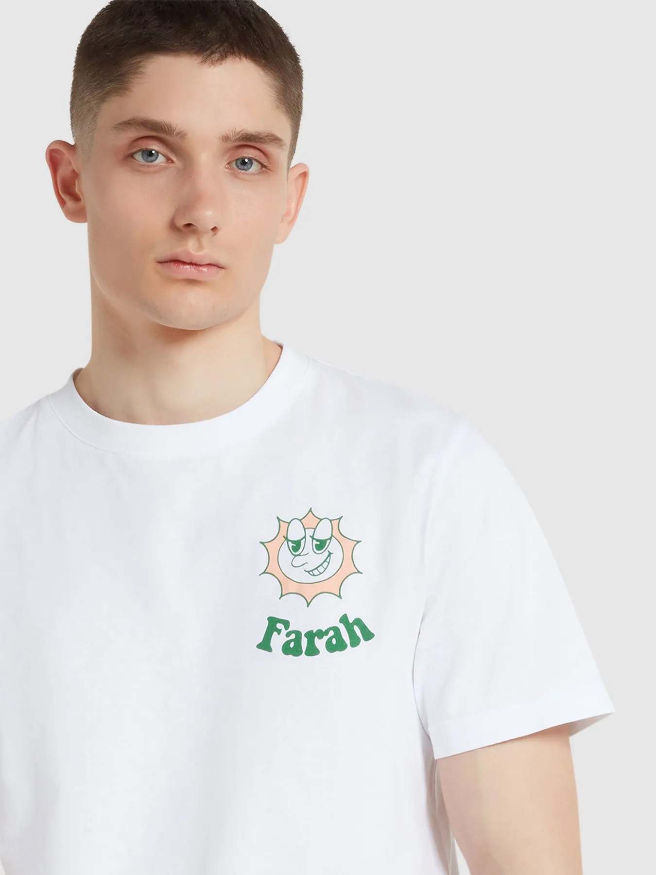 Timpson Regular Fit Organic Cotton Graphic T-Shirt In White sold by Farah product image thumbnail 4