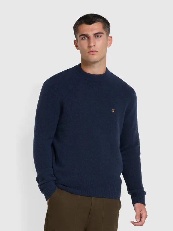 Spero Regular Fit Crew Neck Jumper In True Navy sold by Farah