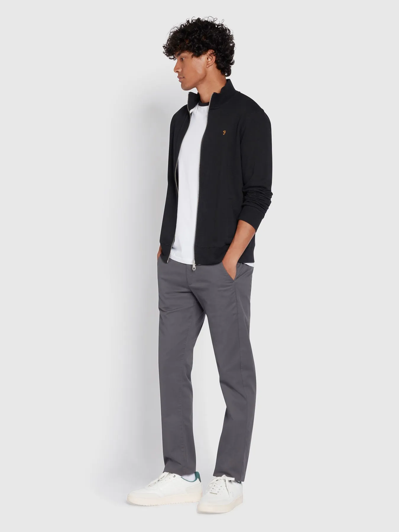 Elm Regular Slim Fit Chinos In Farah Grey sold by Farah
