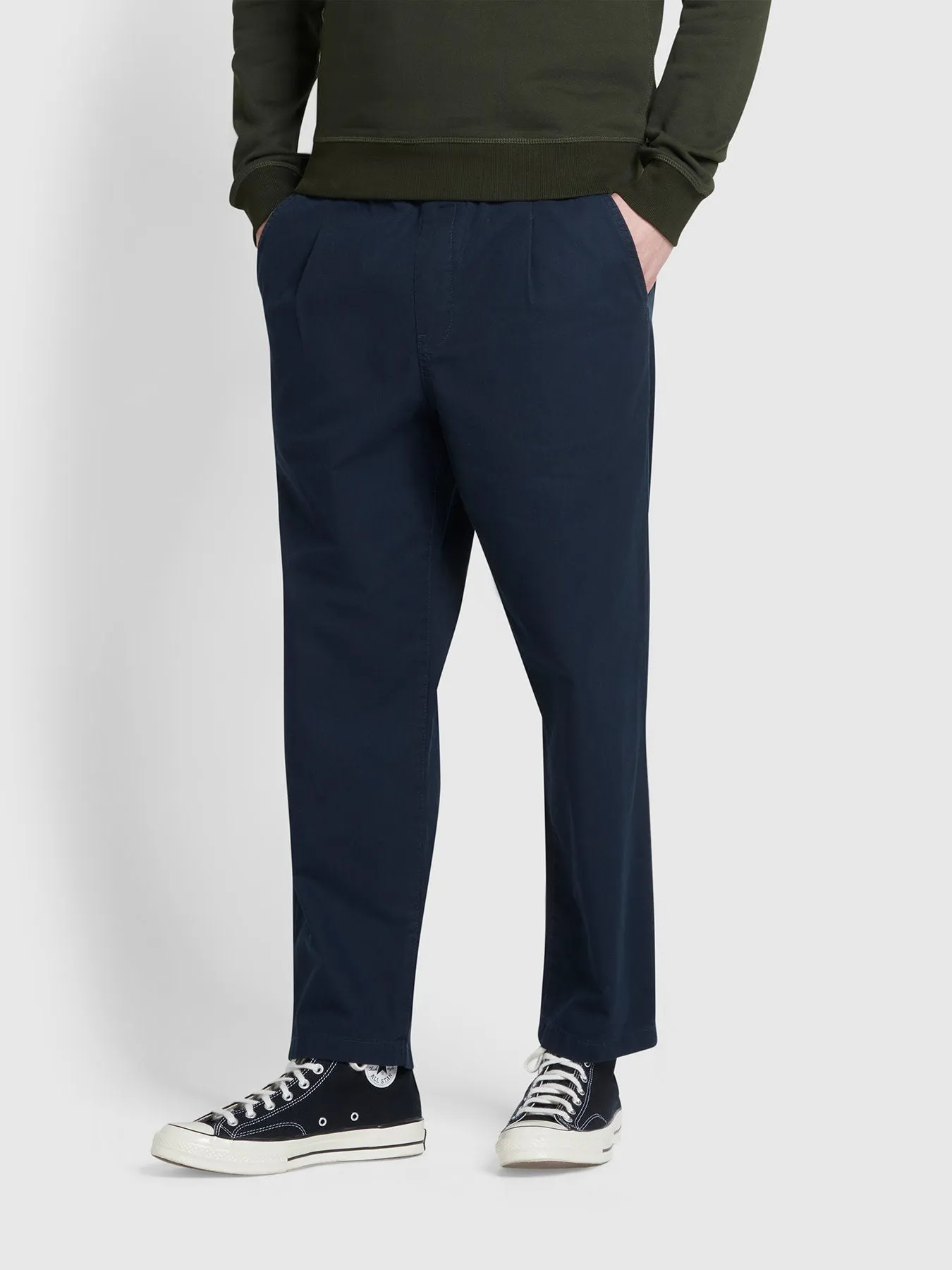 Hawtin Tapered Fit Canvas Drawstring Trousers In True Navy sold by Farah product image thumbnail 2