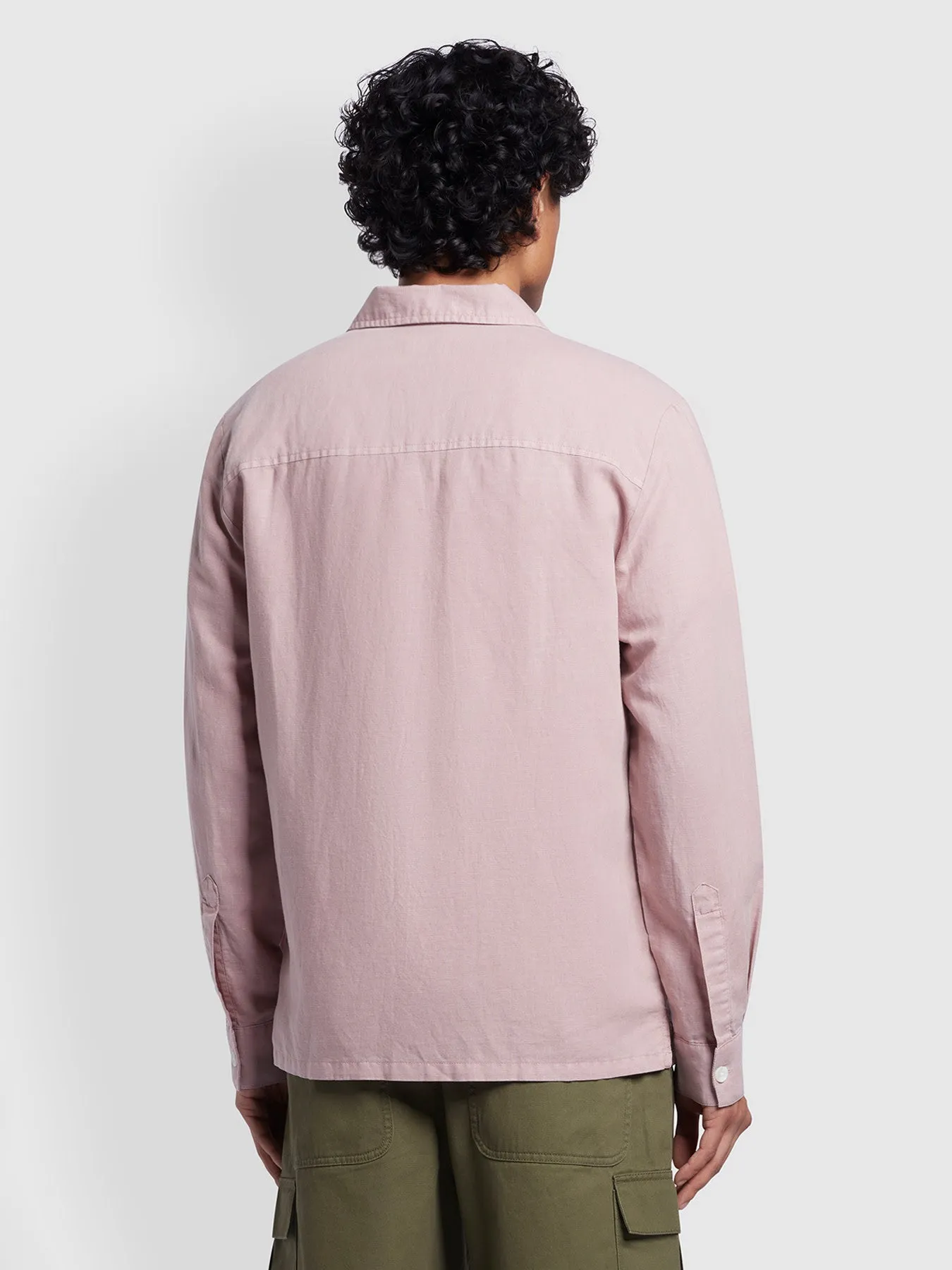 Nelson Relaxed Fit Linen Slub Overshirt In Dark Pink sold by Farah product image thumbnail 4