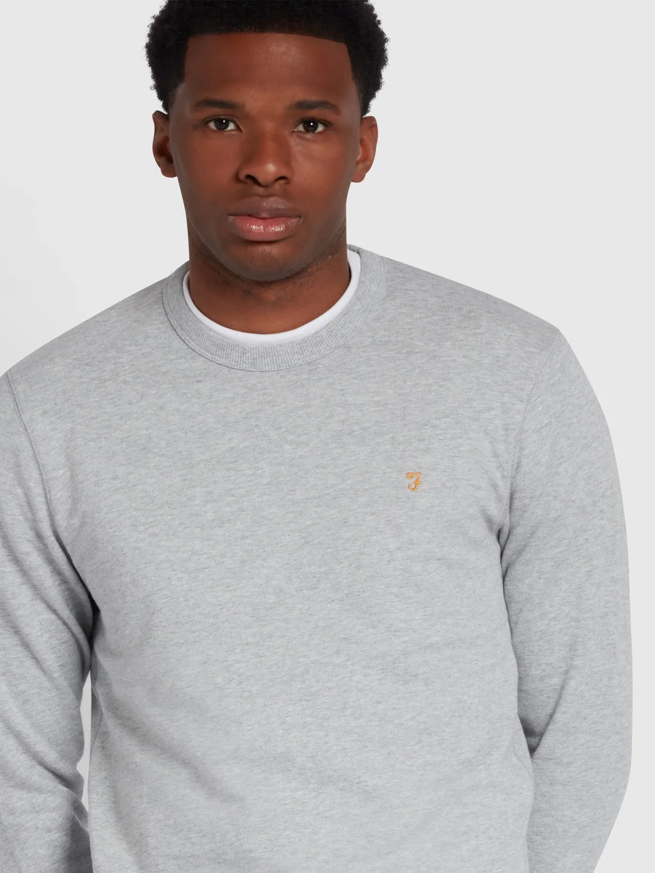 Tim Organic Cotton Crew Neck Sweatshirt In Light Grey Marl sold by Farah product image thumbnail 3
