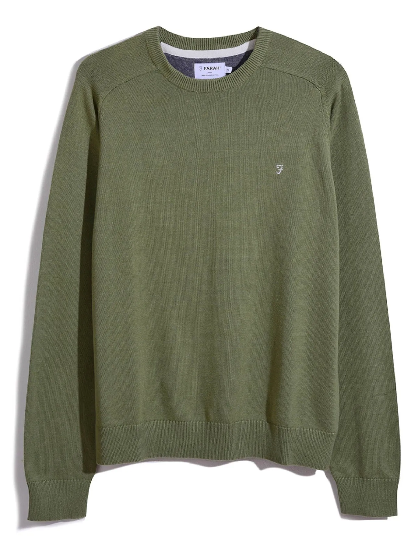 Stern Crew Jumper In Oil Green sold by Farah